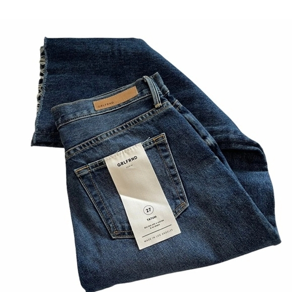 GRLFRND  TATUM Dark Blue Cropped Jeans Size 27. - Picture 4 of 15